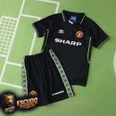 MANCHESTER UNITED BLACK III 98/99 KIDS KIT (RETRO)