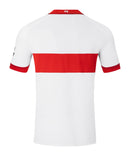 Stuttgart - 2024/2025 - Jersey Stuttgart - Jersey home Stuttgart - Uniform Stuttgart - Jako Stuttgart - Diseño clásico - Red and white - Rayas verticales - Bundesliga - Copa de Germany - Gola redonda - Escudo del club - Logo de Jako - Sponsor Mercedes-Benz - Tecnologías innovadoras - Confort - Rendimiento.