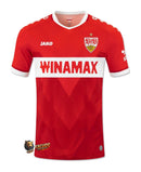 VfB Stuttgart 2024/2025 - Jersey alternate VfB Stuttgart - Jako VfB Stuttgart - Bundesliga - Champions League - Diseño moderno - Detalles únicos - Blue - White - Red - Gola redonda - Escudo del VfB Stuttgart - Logo de Jako - Historia del club - Identidad del club - Tecnologías innovadoras - Confort - Rendimiento.